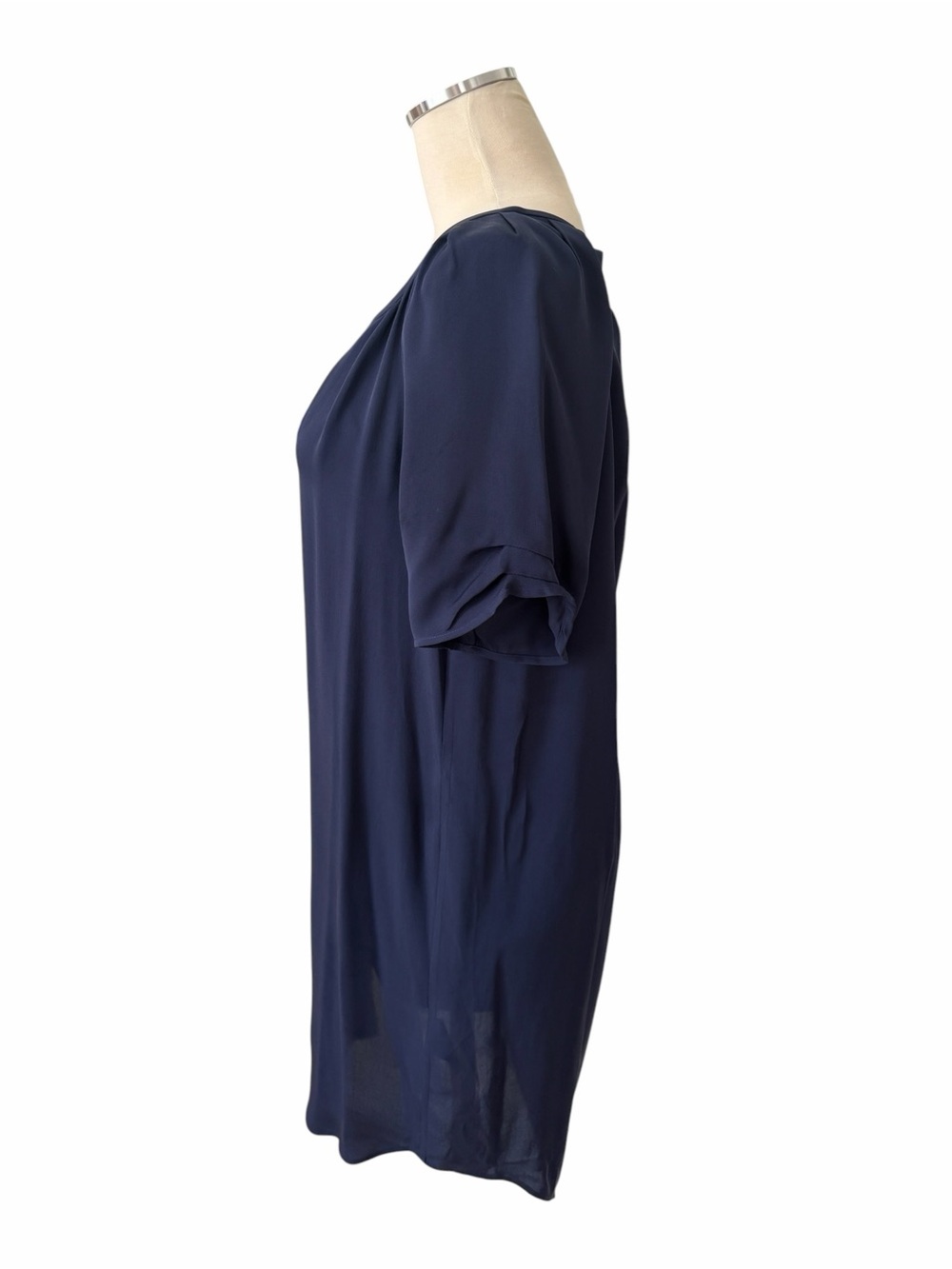 Joie Silk Navy Short-Sleeve V-Neck Shirt Dress Sz S - Picture 3 of 7